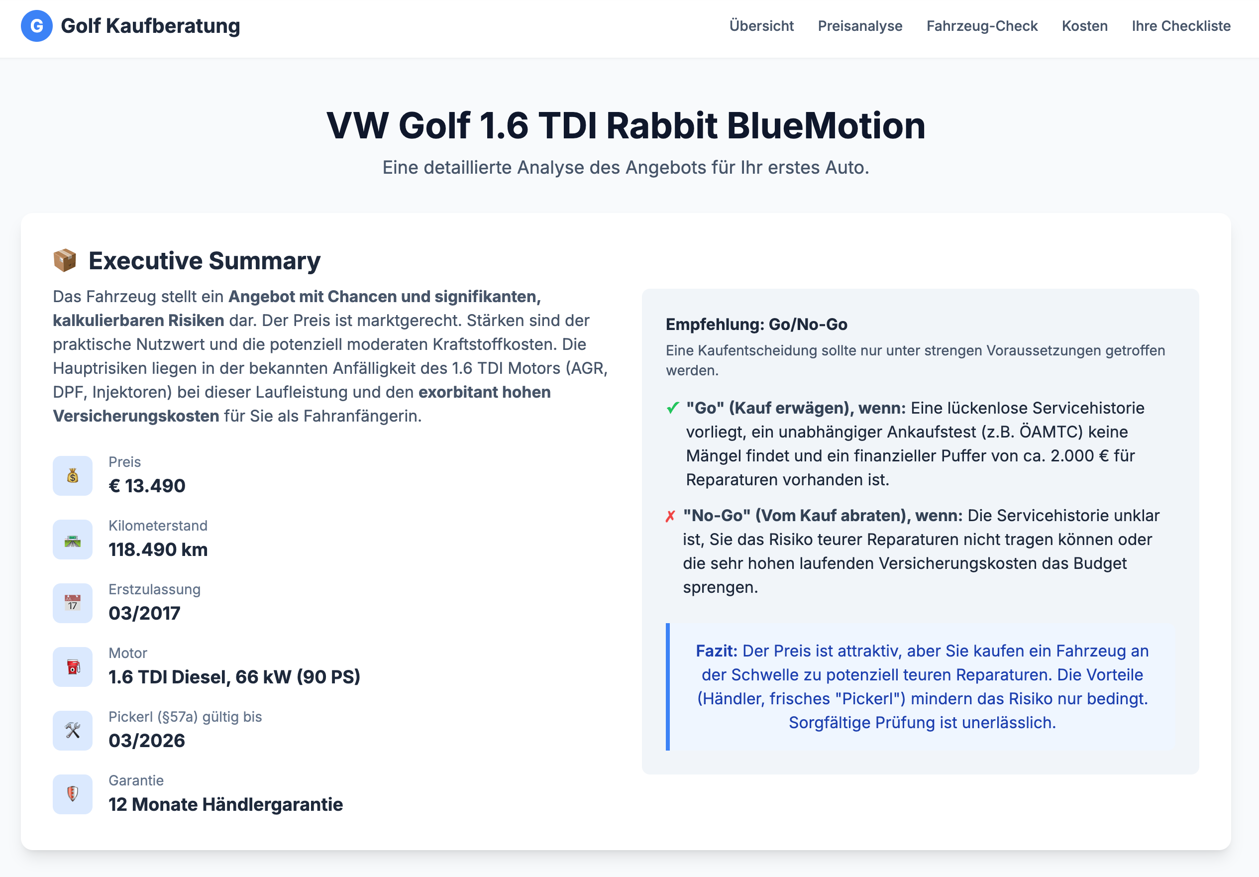 VW Golf 1.6 TDI Bewertung - Marktpreisanalyse für Fahranfänger